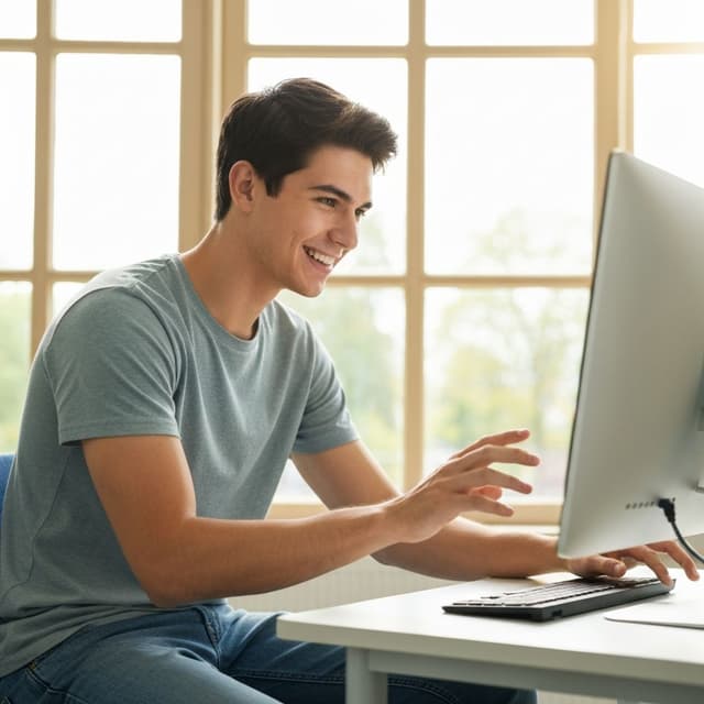 High school student in online medical class